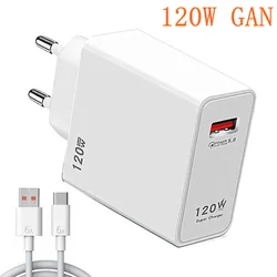 Cargador GaN 120 W de carga rápida para iPhone, Samsung y Huawei