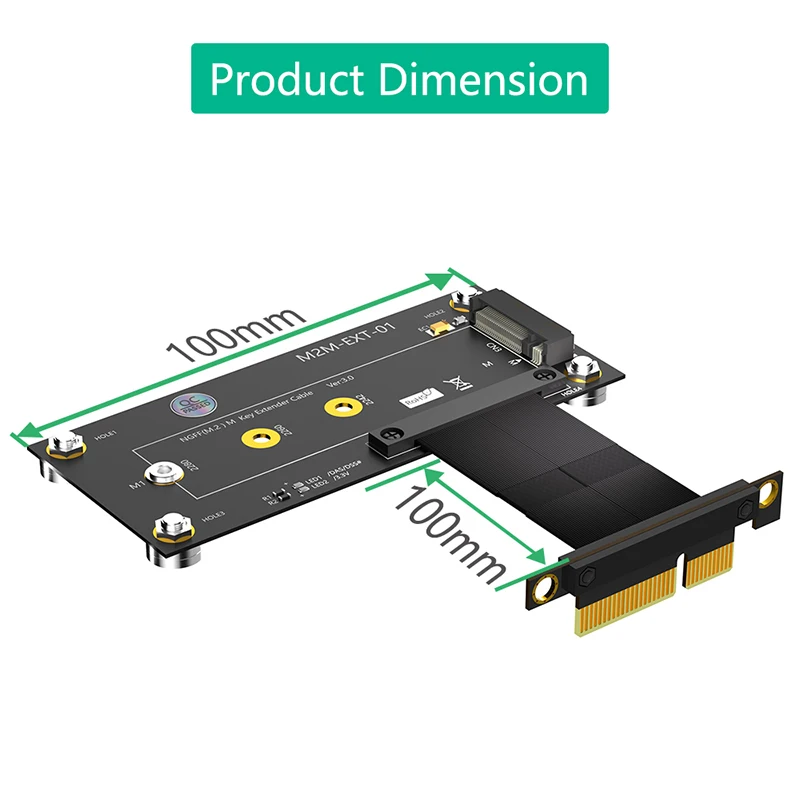 Cable de extensión de placa de expansión con almohadilla magnética, 10cm, M.2 NVME Key M a PCI Express X4, compatible con 2230, 2242, 2260, 2280, M2 NVME SSD - imagen 3