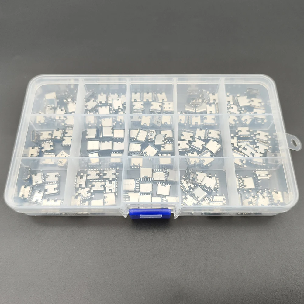 150 unids/caja 15 modelos USB tipo C puerto de carga conector Dock 6/16Pin USB-C enchufe PCB conector de soldadura teléfono móvil Kit de reparación DIY - imagen 3
