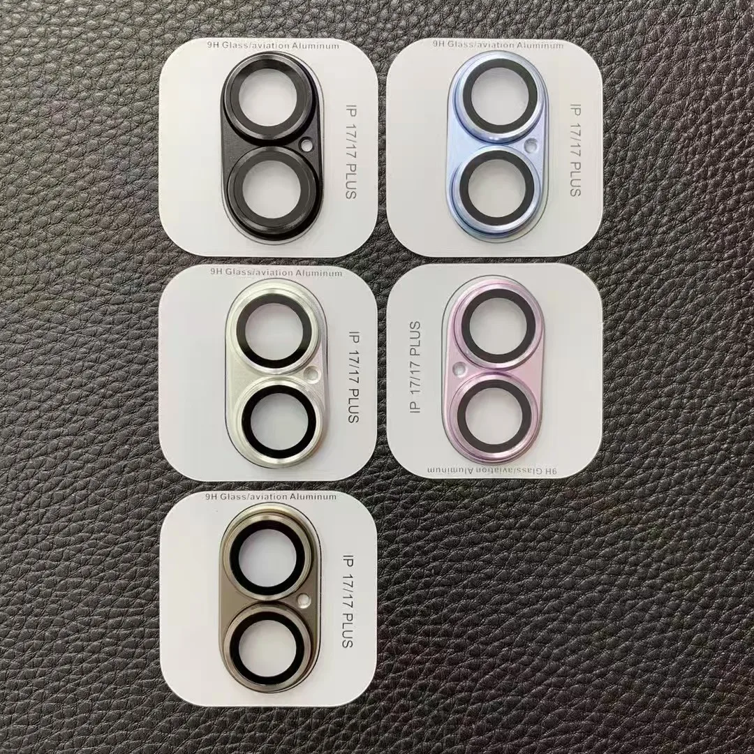 1 Juego de película protectora de lente negra de vidrio y Metal Ultra HD para IPhone17, accesorios de tapa completa para cámara trasera antiarañazos