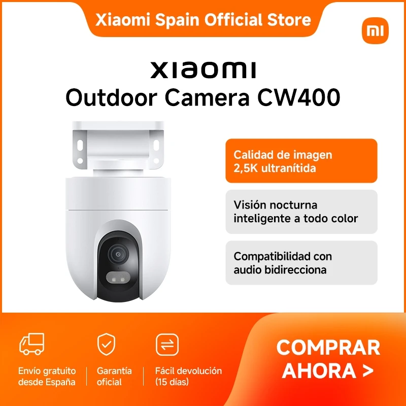 Oficial | Xiaomi Outdoor Camera CW400, Calidad de imagen 2,5K ultranítida, Visión nocturna inteligente a todo color, Compatibilidad con audio bidirecciona