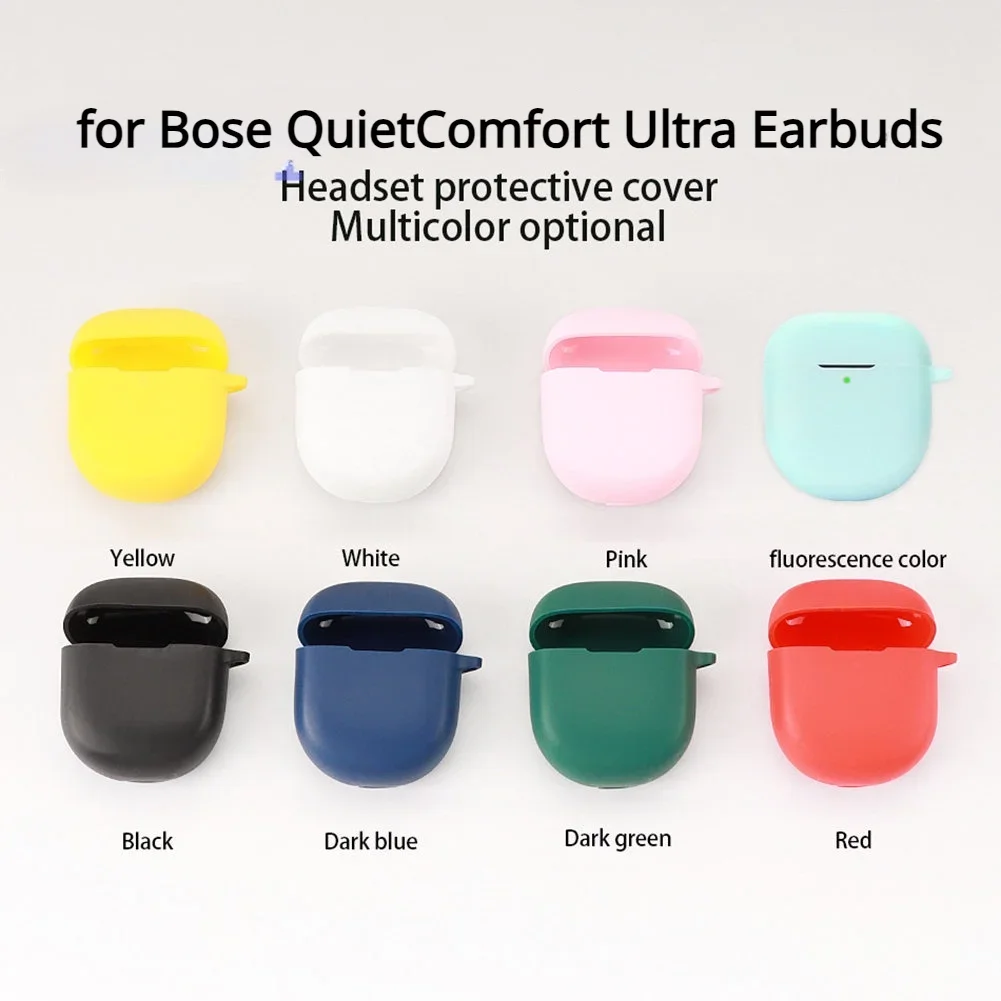 Funda de silicona para auriculares Bose QuietComfort Ultra, soporte para auriculares QC3 QC con gancho, Protector de auriculares inalámbrico - imagen 2