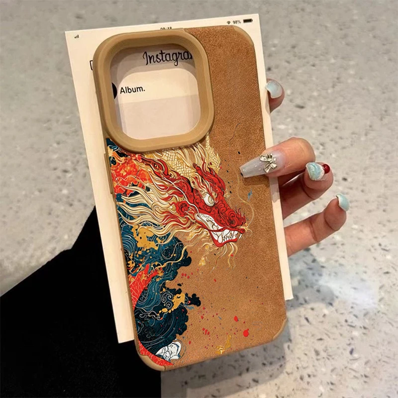 Funda de teléfono con diseño de dragón chino con pintura de tinta para iPhone 16, funda suave de TPU para iPhone 15 14 13 12 11 Pro Max XS X XR 16 Plus