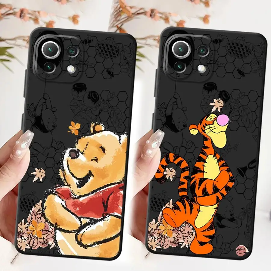 Funda de Winnie de Disney The Pooh para Xiaomi Mi 12X 11 12 13 Lite 10T 11T 12T Pro 13 14 15 Pro, funda negra suave para teléfono