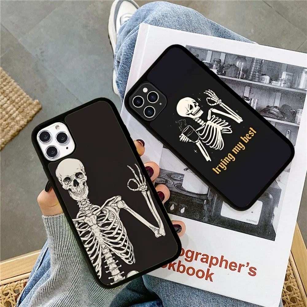 Esqueleto Bro cráneo funda de teléfono de silicona PC + TPU para IPhone 11 12 13 14 15 16 Plus Pro Max cubierta - imagen 4