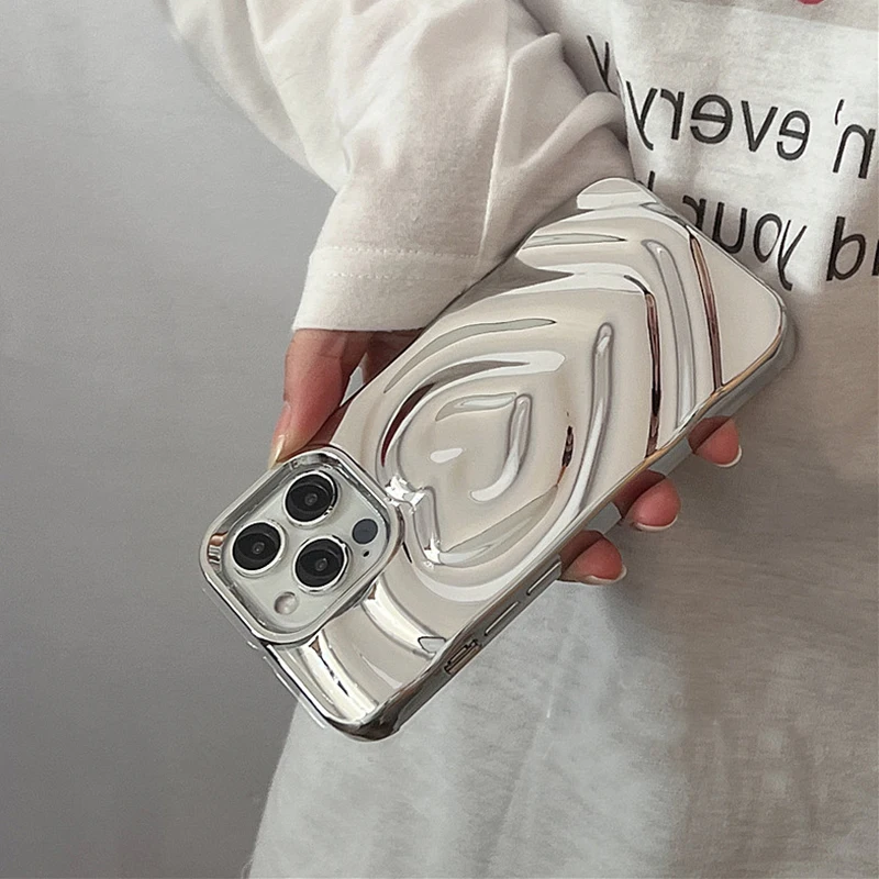 Funda Retro con pliegues 3D de corazón de amor para iPhone 13, 11, 12, 14, 15, 16, 17 Pro Max 17 Air, funda suave de lujo a prueba de golpes - imagen 3