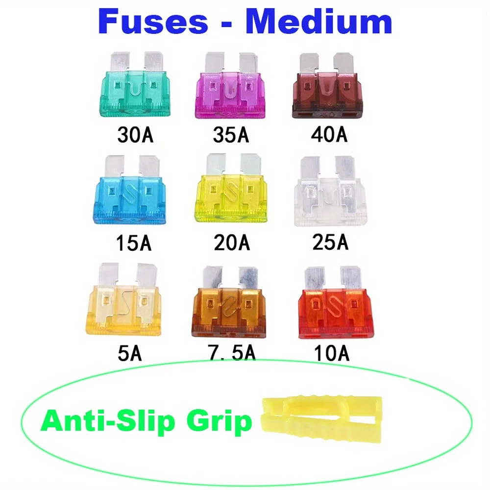 10 Uds. Fusibles medianos para coche juego de fusibles tipo cuchilla 5A 7.5A 10A 15A 20A 25A 30A 35A 40A