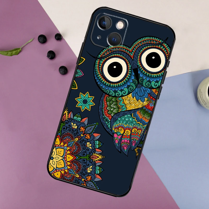 Funda de silicona con diseño de búho de dibujos animados para iPhone 17 14 13 12 11 15 Pro Max 16 Plus 12 13 Mini 16e 17 Air contraportada - imagen 5