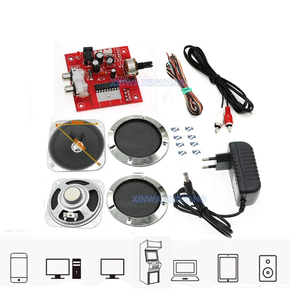 Mini amplificador de potencia estéreo, módulo de Audio, altavoz de 4 pulgadas, Kit DIY para reproductor Mp3, máquina expendedora de Pinball Arcade, reproductor Mp3