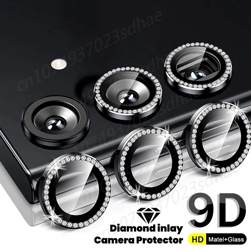 Protector de anillo de cámara de Metal con diamante 3D ostentoso para Samsung Galaxy A55 A35 A54 A34 A15 5G lente de aleación HD tapa protectora de vidrio templado - imagen 2