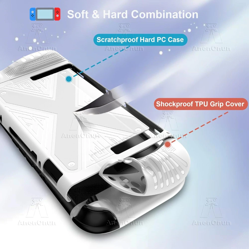 Switch 2 TPU+PC Funda dividida Protección integral A prueba de golpes Antiarañazos Durable Carcasa suave Agarre antideslizante Cubierta completa Piel - Blanco - imagen 4