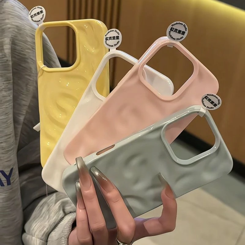 Funda de teléfono suave con diseño de pliegue ondulado de silicona suave de lujo para iPhone 16 17 Pro Max 15 Pro 14 13 12 11 Plus cubierta trasera de parachoques de caramelo - imagen 5