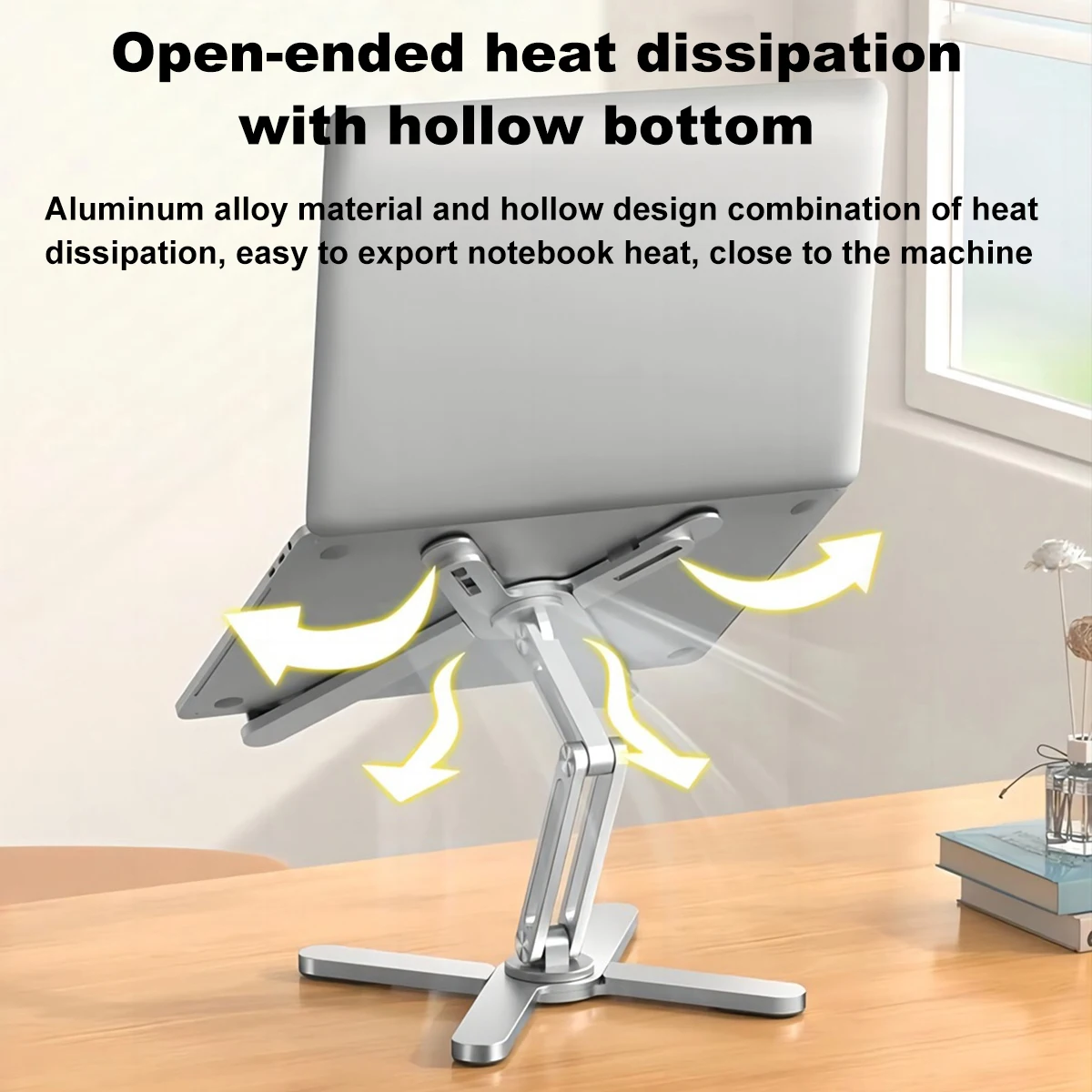 Soporte plegable para portátil 360 ° Soporte de mesa para portátil con rotación, aleación de aluminio, soporte portátil para tableta y libros, disipación de calor abierta - imagen 5