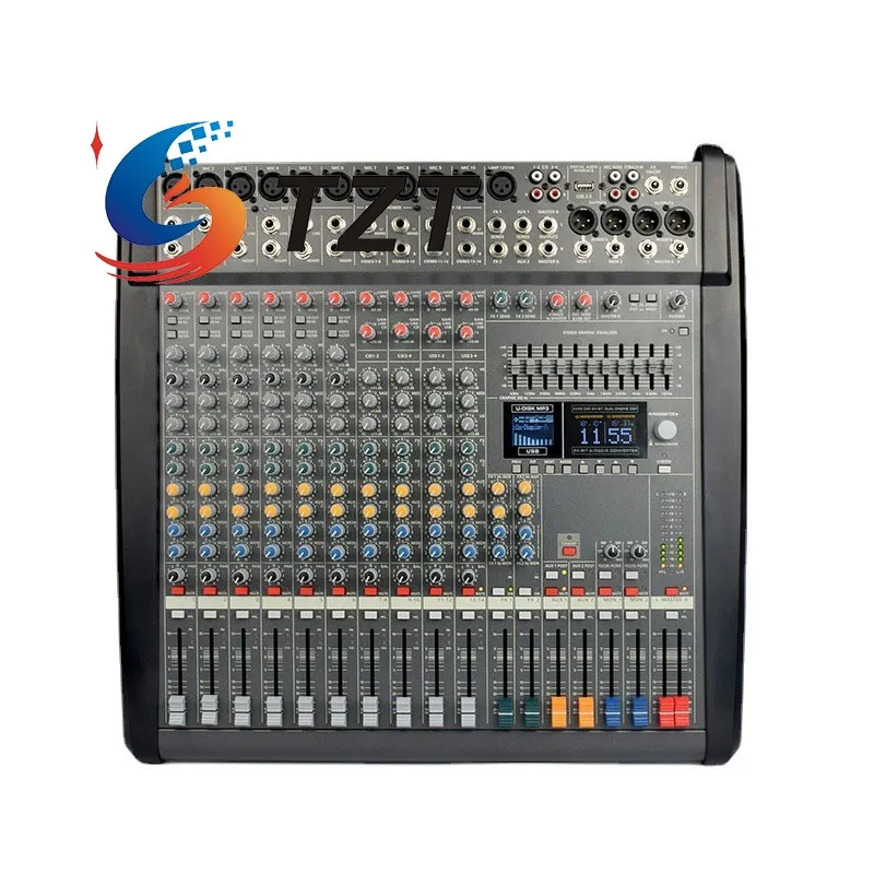 TZT S-1200 1200W * 2 Consola mezcladora profesional alimentada por 12 canales para escenario ceremonia de boda KTV