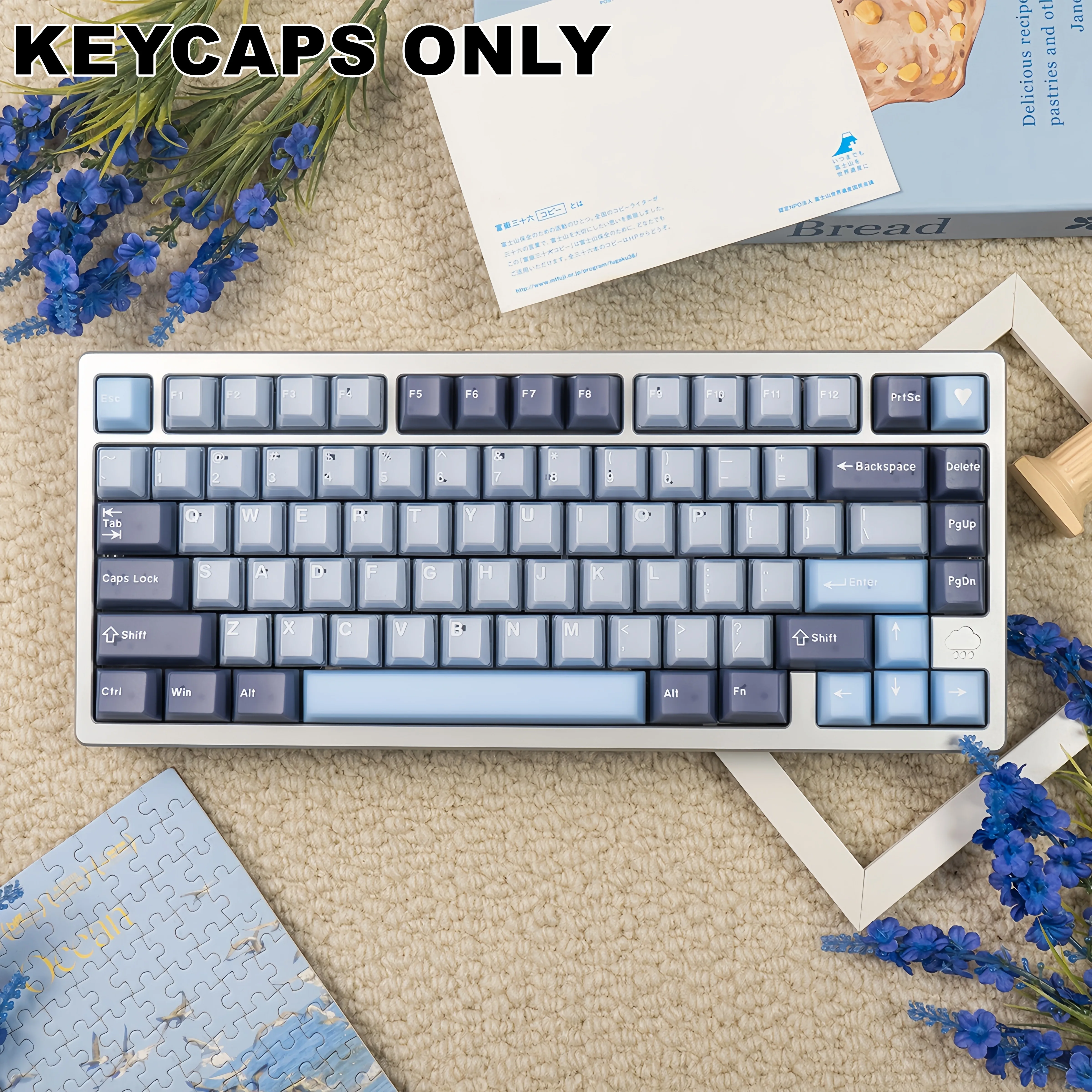Teclas de coco azul de 134 teclas: cristal PBT+PC, perfil OEM, brillantes para teclados mecánicos MX, juegos y construcciones personalizados