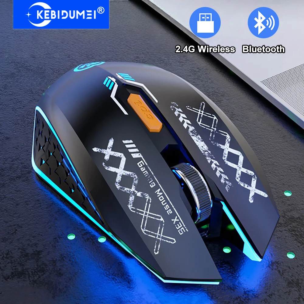 Ratón inalámbrico Bluetooth 5,4 de 2,4G, ratón para juegos de modo Dual con retroiluminación RGB, ratón recargable, ratón silencioso para ordenador portátil - imagen 4