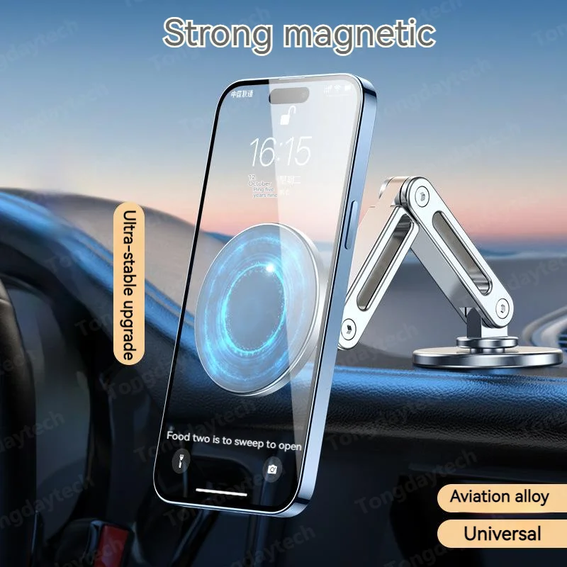 Soporte magnético para teléfono de coche, soporte plegable de aleación con rotación de 360 grados para Iphone 14, 13, 12, 11 Pro Max, Samsung S23, Xiaomi en soporte para coche - imagen 4
