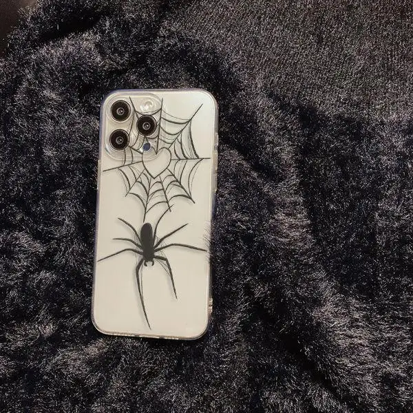 Funda protectora para Iphone 15 Pro Max, 11, 12, 13, 14 Pro Max, 6, 6S, 7, 8 Plus, 13 Mini, XS Max, XR, SE, 2, 3, Spider, pareja negra - imagen 4