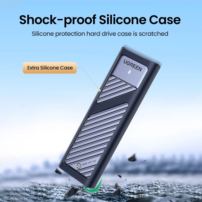 UGREEN-Adaptador de carcasa SSD M.2 NVMe SATA, 10Gbps, USB 3,2 Gen2, carcasa externa USB C, compatible con teclas M, B y M - imagen 5