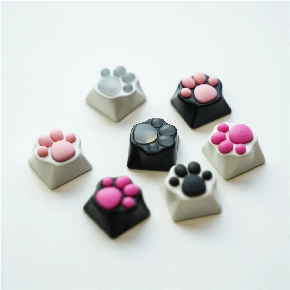 Teclas con forma de garra de gato acolchadas suaves de silicona, teclado mecánico personalizado de aleación de aluminio y Metal para juegos, teclas con garra de gato de piel de tigre - imagen 5