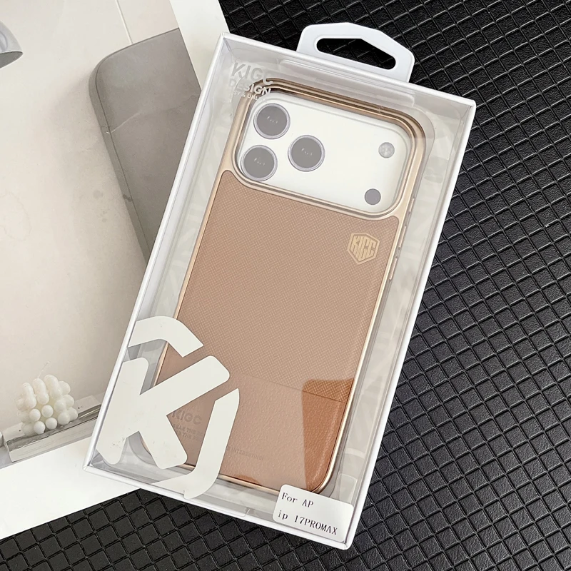 Para iPhone 17 Pro Max funda KIGC delicada piel de cuero PU PC TPU protección de lente cubierta de teléfono para iPhone 17 Pro - imagen 5