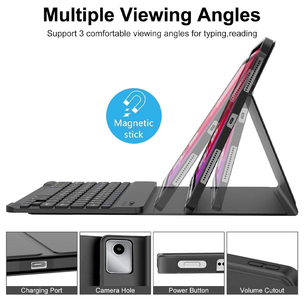 Funda para Lenovo Xiaoxin Pad 11 pulgadas 2025, funda para teclado Bluetooth inalámbrico para Xiaoxin Pad 11 pulgadas TB335FC, funda con soporte inteligente - imagen 4