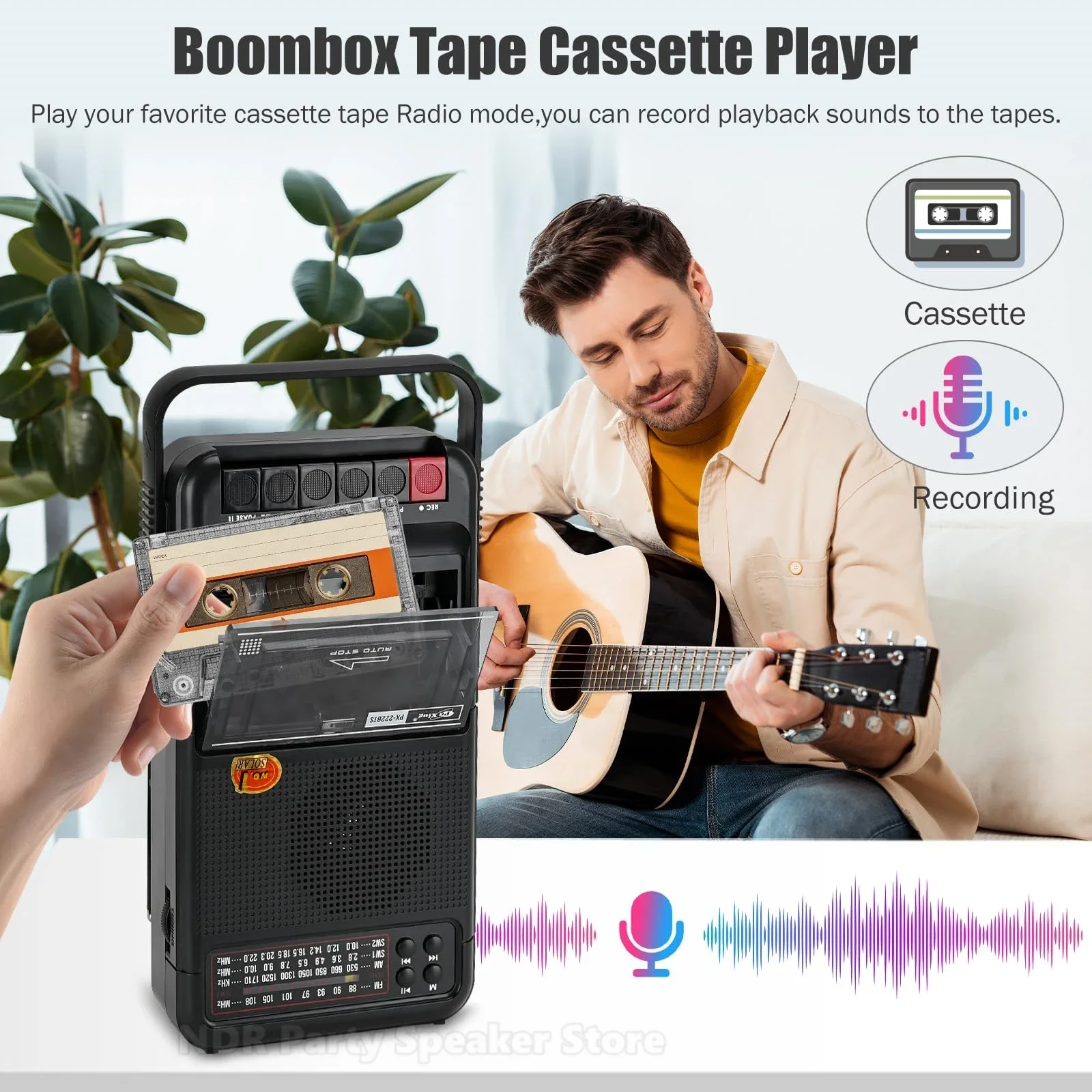PX-222BTS Reproductor de cinta multifuncional Convertidor de formato portátil Grabadora Bluetooth Reproductor de casete MP3 Radios Am/fm/sw de banda completa - imagen 5