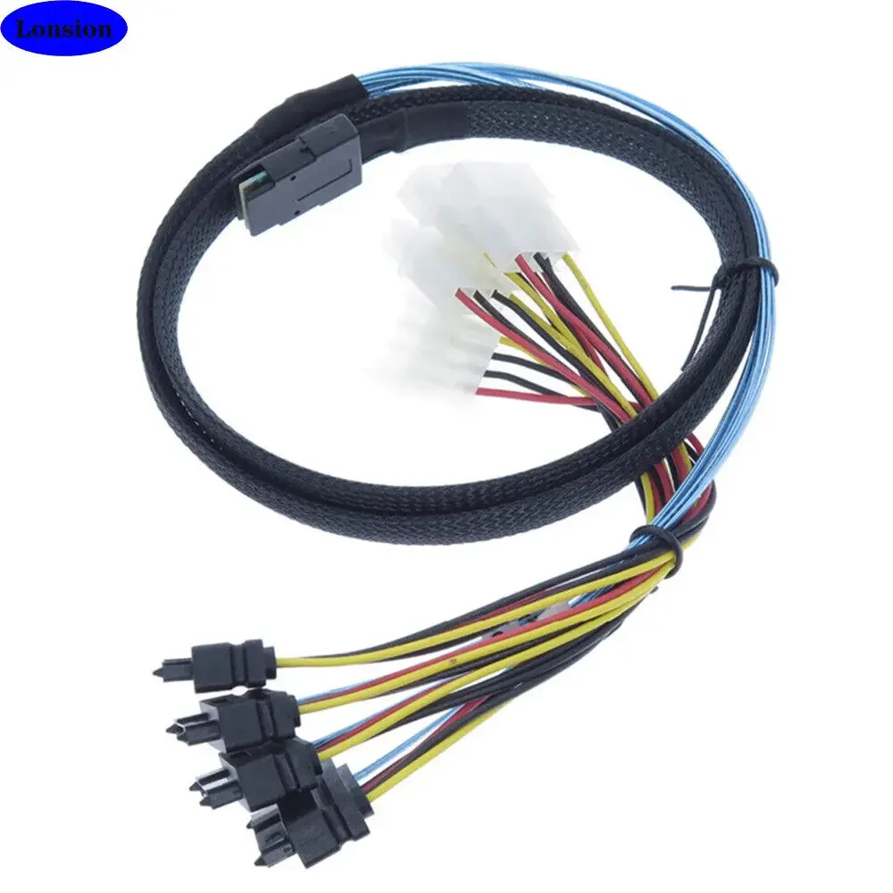 Cable adaptador de servidor MINI SAS SFF-8087 a 4 puertos MINI SAS SFF-8482 con ENERGÍA - imagen 4