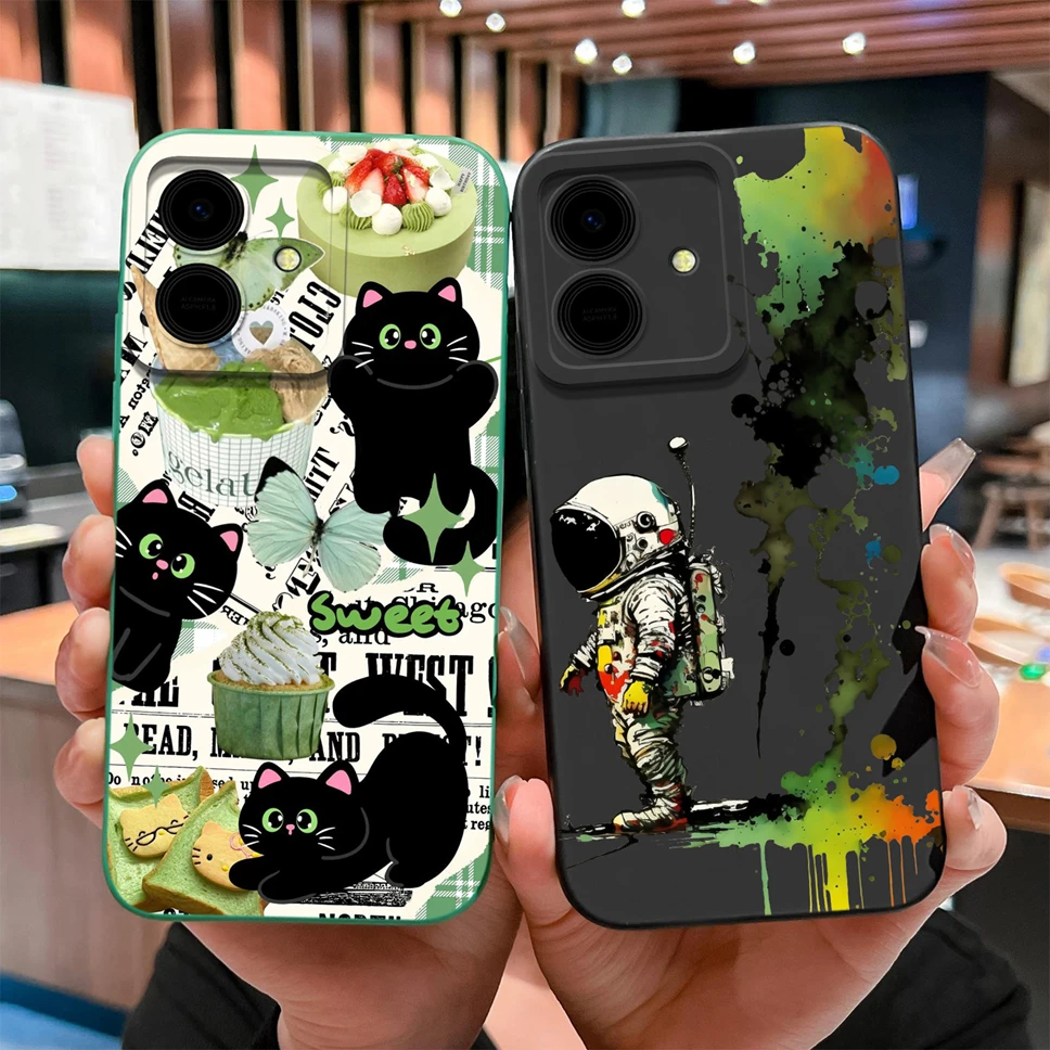 Funda de teléfono para Honor Play 10 10A 10T, bonita funda protectora de silicona líquida suave con flores de conejo para Honor Play10, carcasa a prueba de golpes - imagen 3