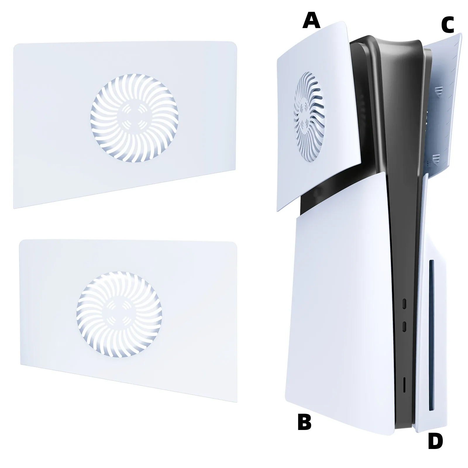 Placa frontal de superficie de CA de parte superior con ventilación de refrigeración y placas de cubierta de repuesto de PS5 separadas de ABS duro Led para PS5 Slim - imagen 3