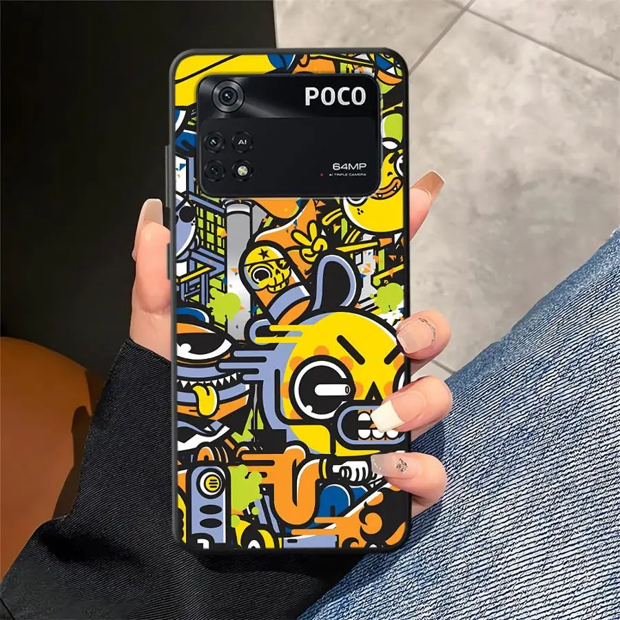 Funda con grafiti monstruo de moda para Xiaomi Poco C71 F1 C75 M5 M3 M4 M7 Pro X3 X4 X5 X7 Pro F3 C50 C40 C61 funda de teléfono suave negra - imagen 2