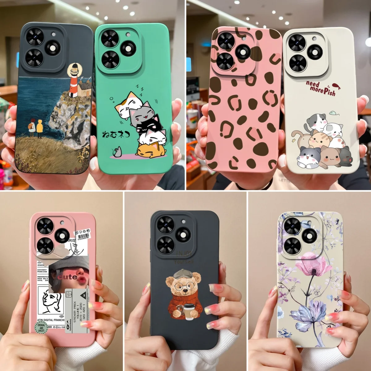 Funda de silicona líquida con dibujos animados para Tecno Spark Go 2024, cubierta completa anticaída, parachoques para Tecno SparkGo