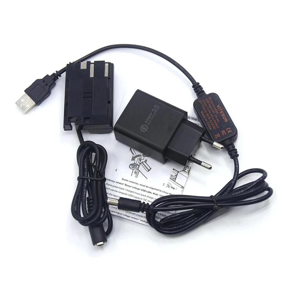 Cargador de 18W, Cable USB a CC, BP-511 de batería ficticia, acoplador de CC DR-400 para cámara Canon EOS 20D, 30D, 40D, 5D, 50D, D30, D60 - imagen 2