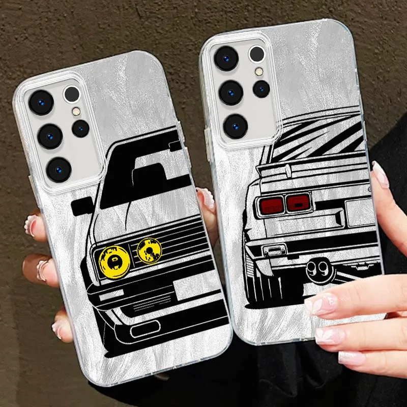 Funda de lujo para luces traseras de coche, funda de teléfono con textura de plumas para Samsung Galaxy S25 S24 S23 S22 S21 S20 Ultra FE Lite