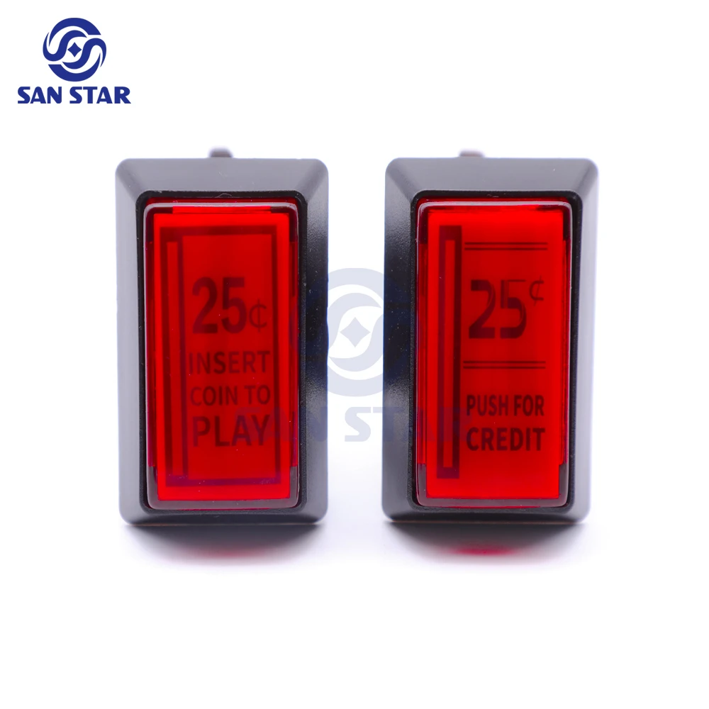 Pulsador rojo de 25 centavos para Arcade de crédito, 1 piezas, botón LED con microinterruptor - imagen 3