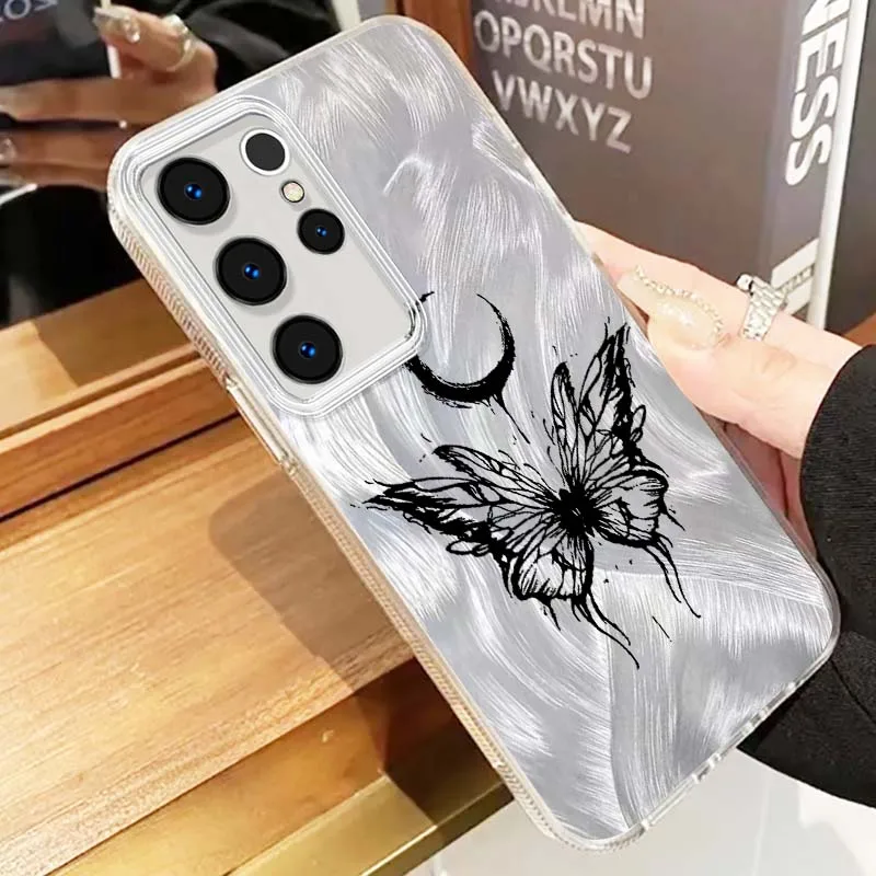 Patrón de mariposa de moda para Samsung Galaxy A25 A24 A23 A22 A21S A15 A14 A13 A12 A06 A05 A04 funda de teléfono con textura de plumas - imagen 4