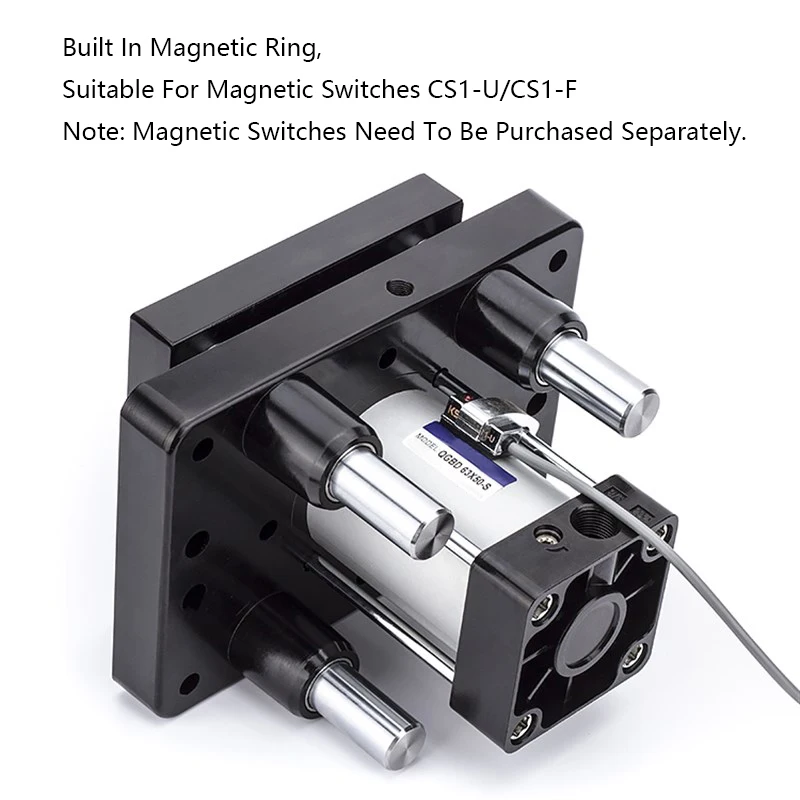 QGBD63-40 QGBD63-50 QGBD80-40 QGBD80-50 Cilindro basculante de cuatro pilares Empuje grande estándar con varilla guía Empuje grande neumático - imagen 3
