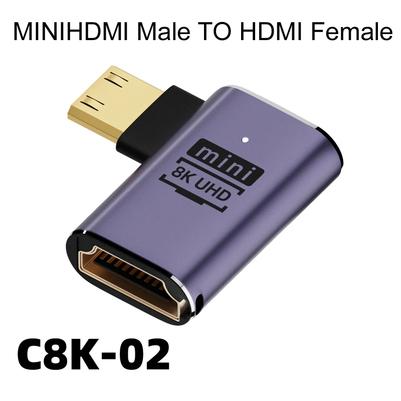 Adaptador Compatible con HDMI 90 270 grados ángulo recto macho a hembra 8K HD conector Mini/Micro MicroHDMI MINIHDMI 8K/4k @ 60HZ HDTV - imagen 2