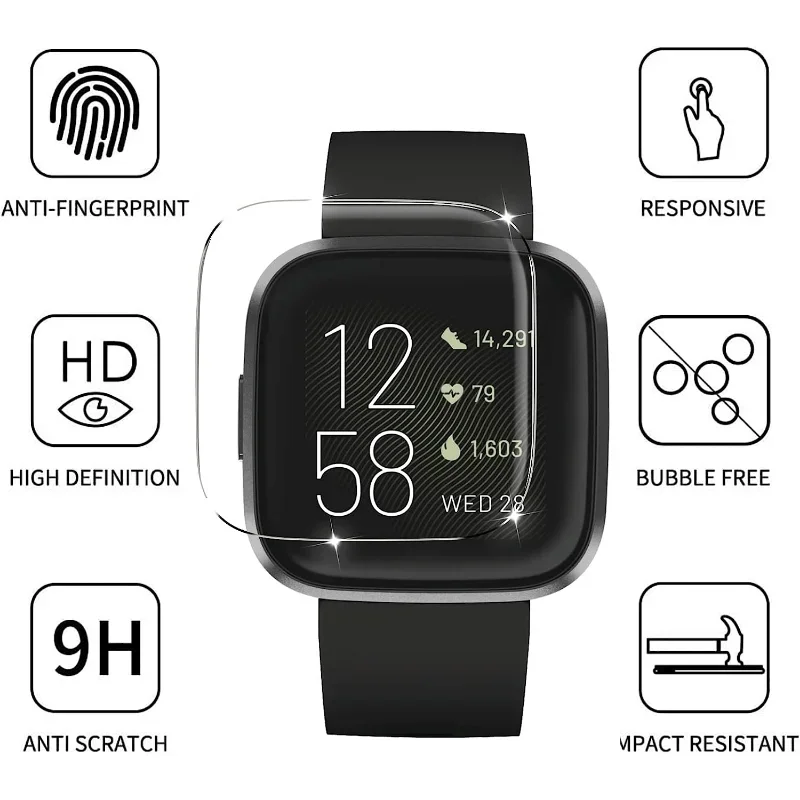 Protector de pantalla para Fitbit Versa 2/Versa Lite, película de vidrio templado antiarañazos para accesorios de reloj inteligente Fitbit Versa 2 - imagen 2