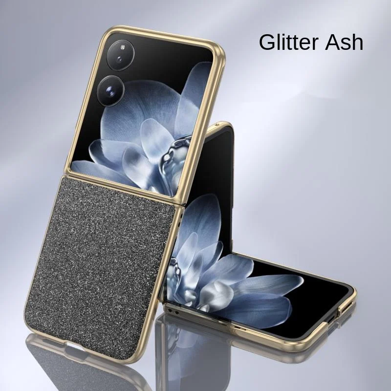 Funda de cuero duro con purpurina para Xiaomi MIX Flip, cubierta elegante de lujo, plegable, delgada, a prueba de golpes - imagen 5
