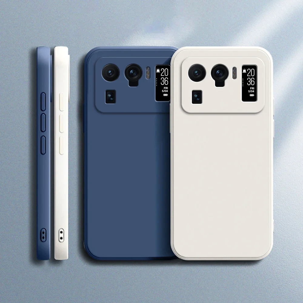 Funda de teléfono suave Original para Xiaomi 11 Ultra 11Ultra Pro Lite NE 5G Funda Color caramelo silicona líquida cubierta de borde recto de lujo