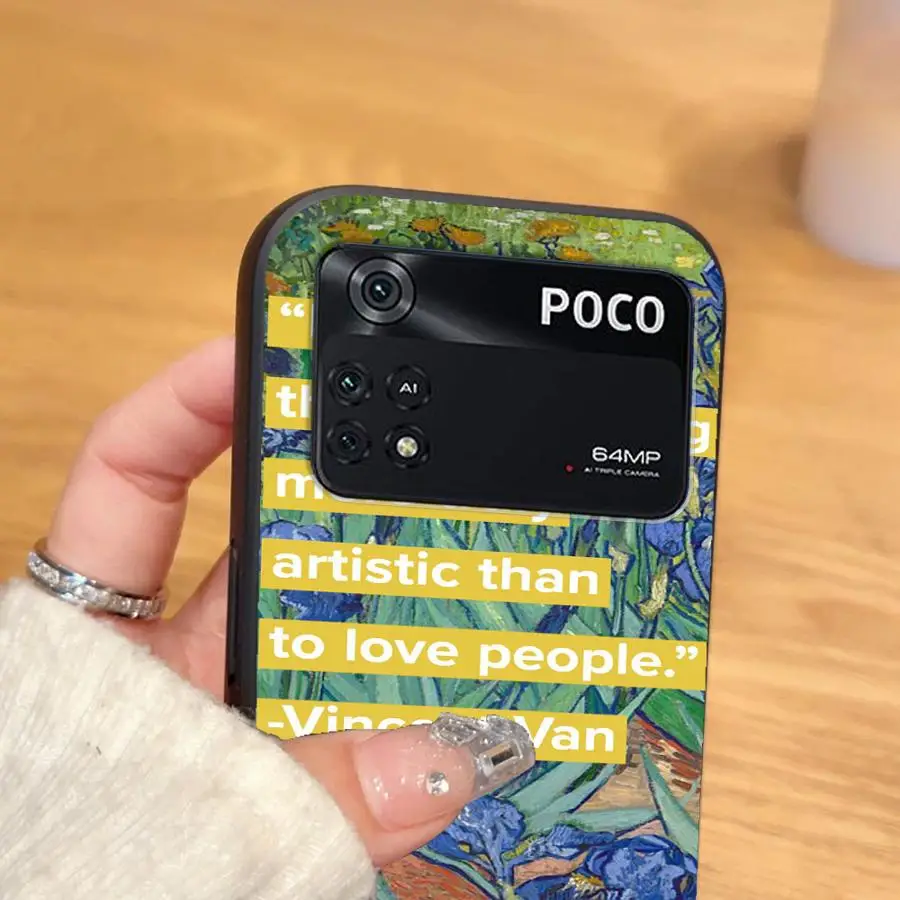 Funda para Xiaomi Poco C40 M3 M4 M7 Pro X3 X4 X5 X7 Pro C50 C61 C71 C75 F1 F3 M5 funda negra suave para teléfono Van Gogh girasoles - imagen 5