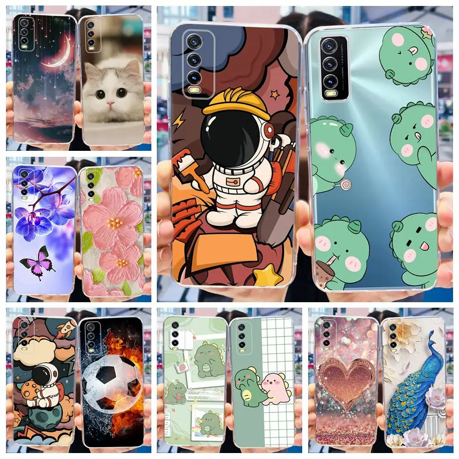 Funda para Vivo Y12s V2026 V2033 V2042, carcasa pintada de lujo, de silicona transparente, suave, TPU, para Y12a Y12s 2021