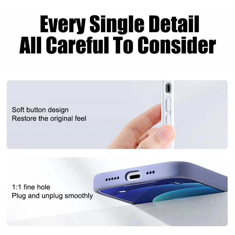 Funda de silicona Original para iPhone 11, 13, 12, 14, 15 Pro Max, funda de teléfono para iPhone 14 15 Plus, accesorios de cubierta trasera suave a prueba de golpes - imagen 4