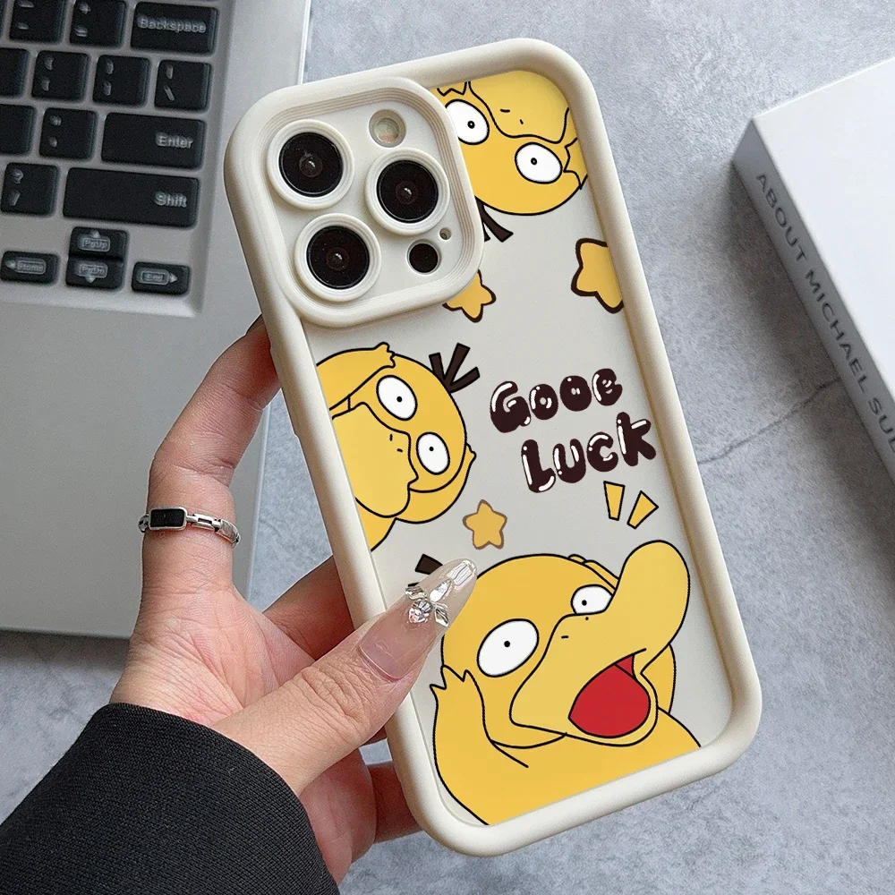 Linda funda de teléfono Psyduck para iPhone 16 15 14 Plus 13 12 Mini 11 Pro Max X Xs XR 8 7 cubierta protectora de lente de escalera de TPU suave - imagen 2
