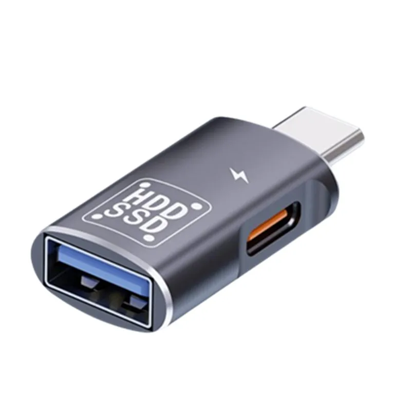 Adaptador 2 en 1 USBC a tipo C a USB OTG para IPhone 15 Pro Max Samsung auriculares TypeC macho a USB convertidor de conector de carga rápida
