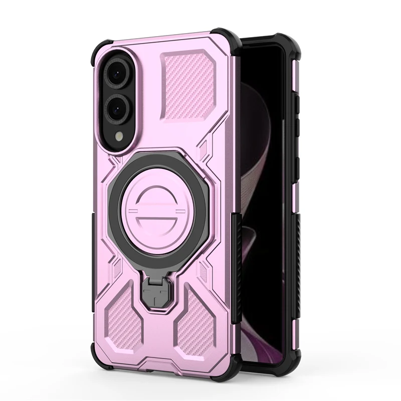 Funda de teléfono con soporte de Metal para Samsung Galaxy S25, Funda con borde, hoja magnética de hierro para Samsung S25, soporte de borde чехол, Funda trasera - imagen 5