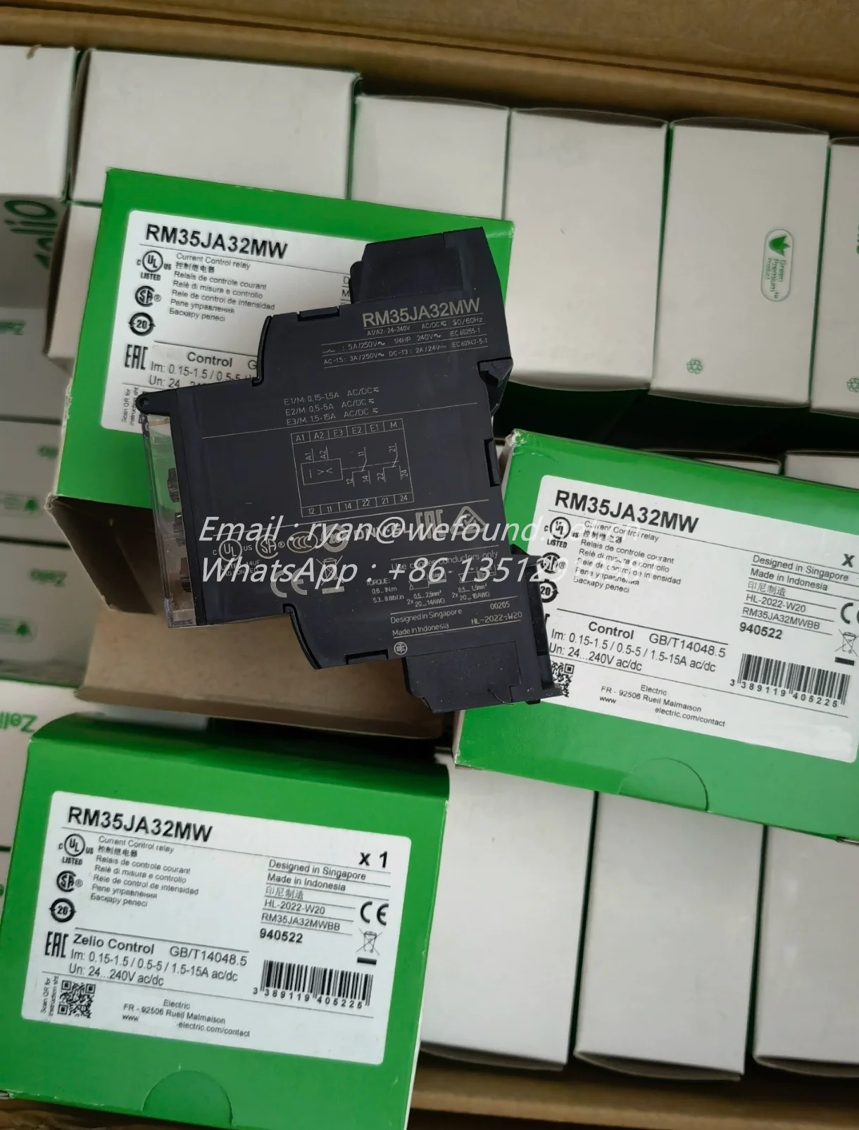 RM35JA32MW relé de control de corriente Modular de 1 fase, 5 A, 2 CO, 0,15, 15 A, 24, 240 V CA/CC - imagen 2