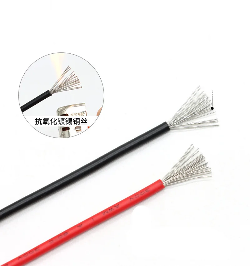 Cable eléctrico de 50M 30AWG/28AWG/26AWG/24AWG/22AWG/20AWG calibre de silicona Flexible Cable de cobre estañado trenzado 5 colores 33 pies/10 - imagen 3