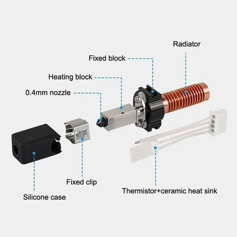 Kit Hotend mejorado para Flashforge Adventurer 5M/5M Pro Hotend AD5M bloque calefactor de cerámica y boquilla de acero duro desmontable rápido - imagen 3